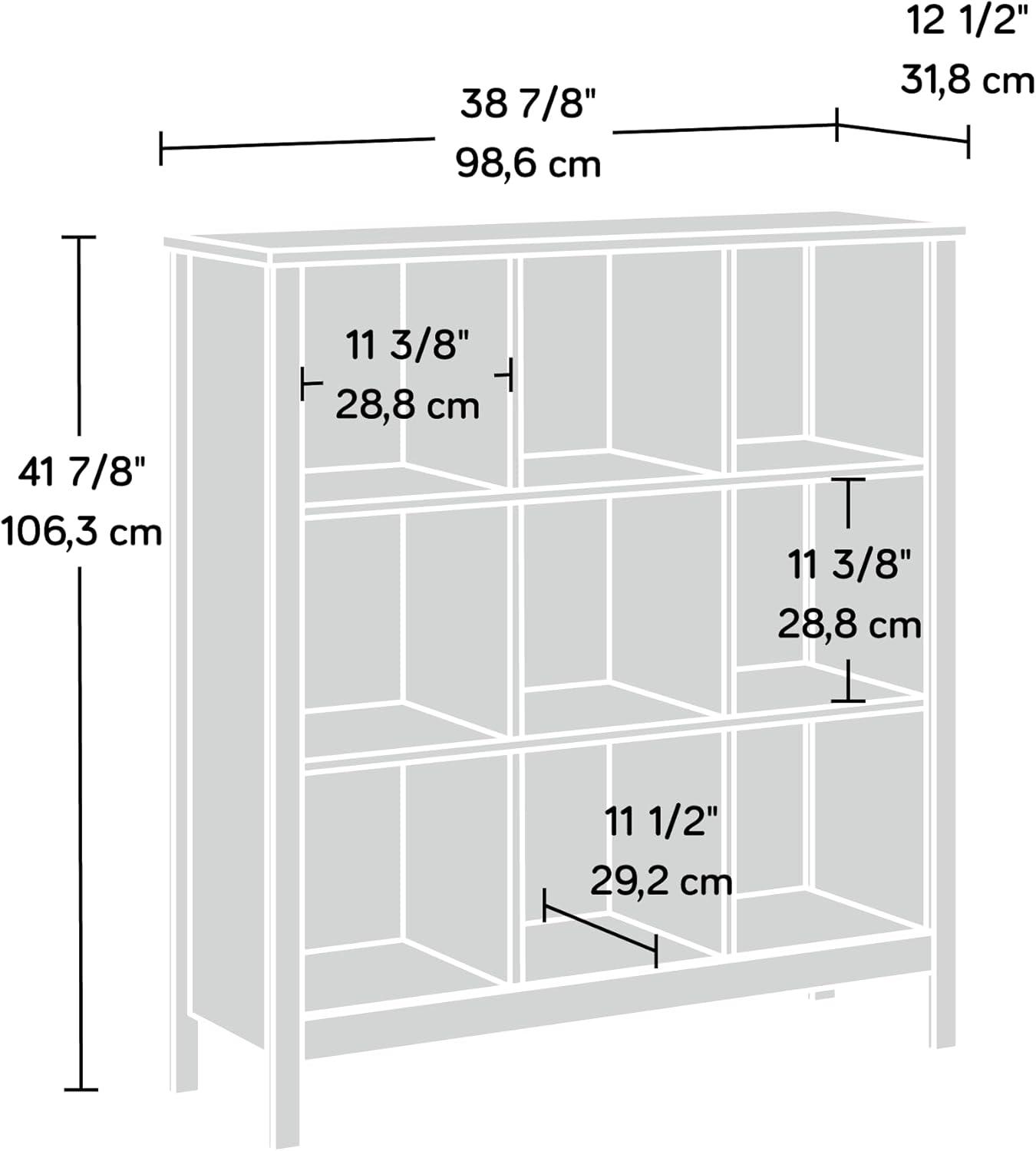 Sauder 41.85" 9 Cube Storage Bookcase Blade Walnut: Laminated Organizer, Transitional Style, MDF Construction