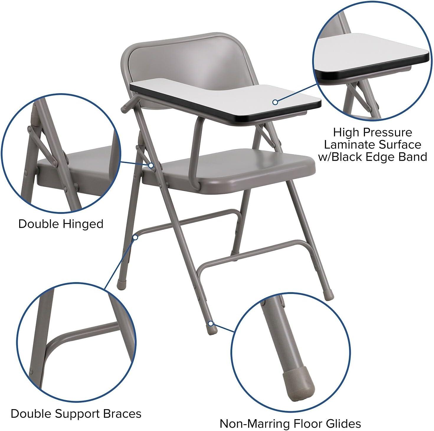 Mission Premium Steel Folding Chair with Right Handed Tablet Arm by Flash Furniture