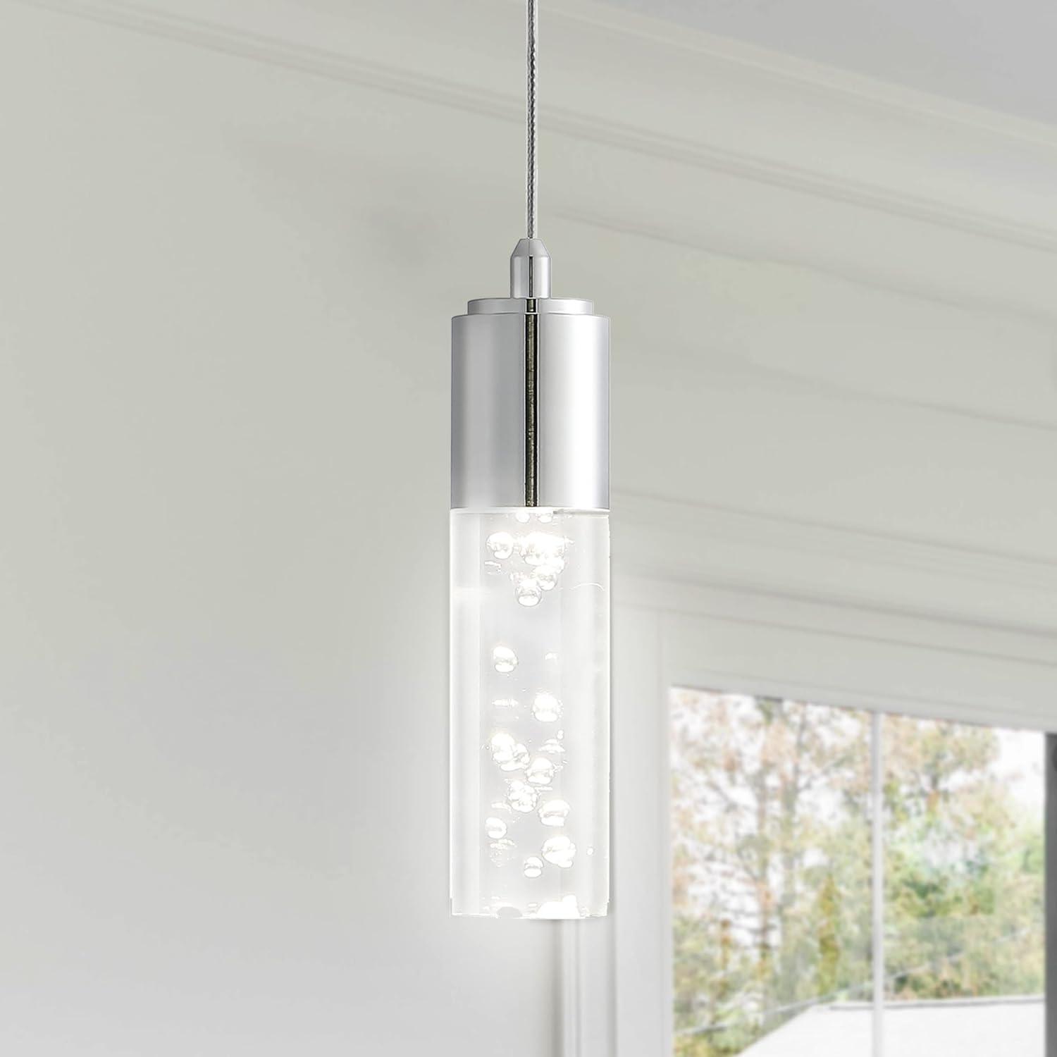 Bolha 4.75" 1-Light Bubble Acrylic/Iron Modern Minimalist Integrated LED Pendant, Chrome