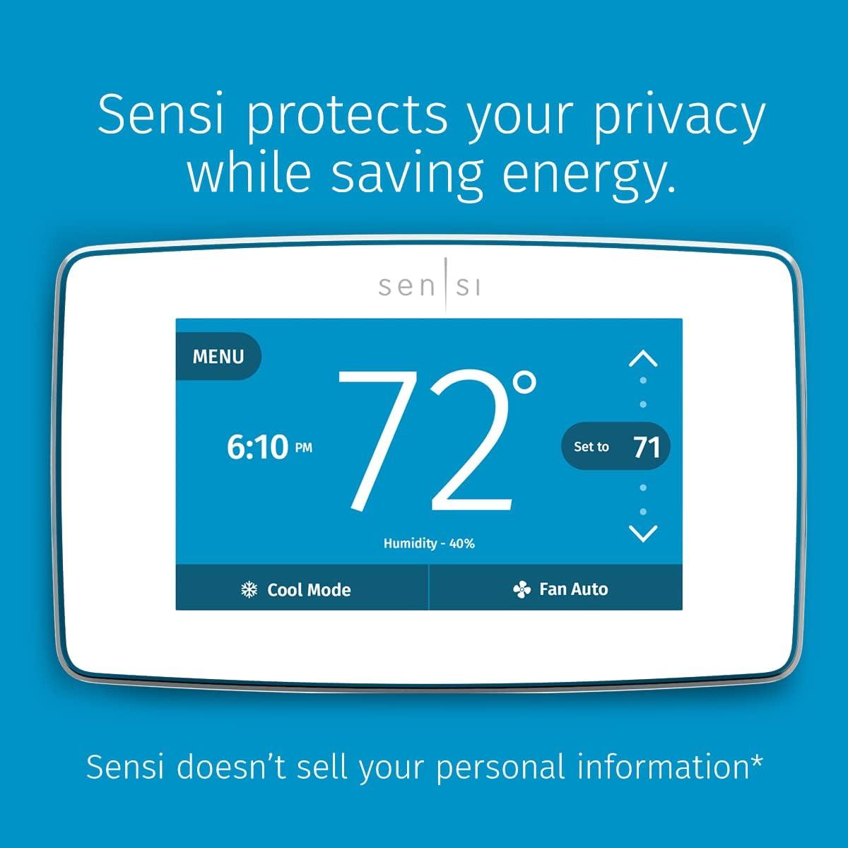 EMERSON Sensi Touch Wi-Fi Smart Thermostat with Touchscreen Color Display, Works with Alexa, Energy Star Certified, C-wire Required, ST75W , White