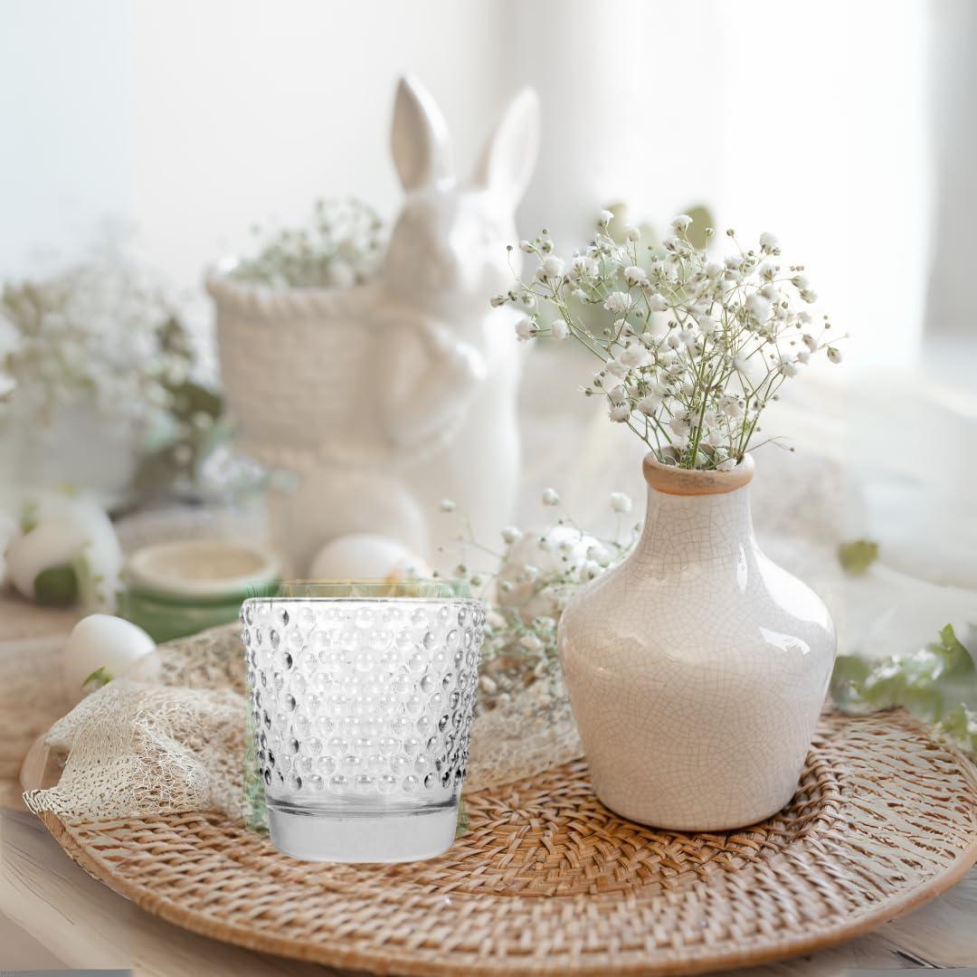 Koyal Wholesale Hobnail Glass Candle Holder (Pack of 6), 2.5 x 2.4"