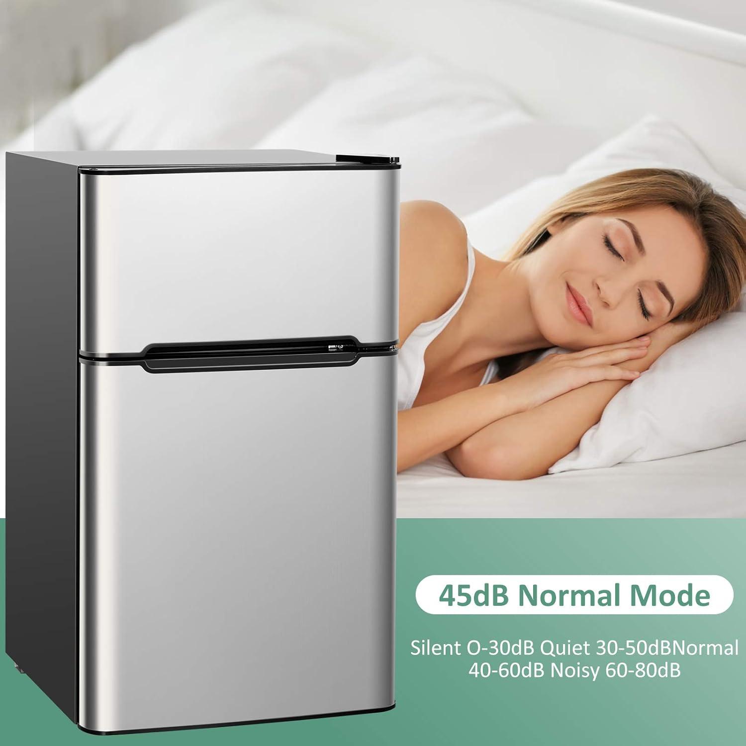 Costway Costway 3.2 Cubic Feet Portable Freestanding Mini Fridge with Freezer