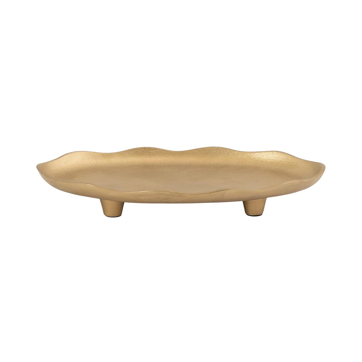 Kate and Laurel Alessia Oval Decorative Tray, 14x8, Gold