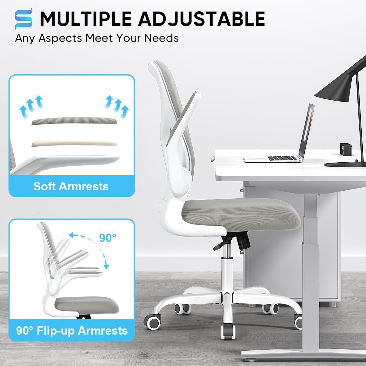 Gray Ergonomic Mesh Office Chair with Adjustable Arms