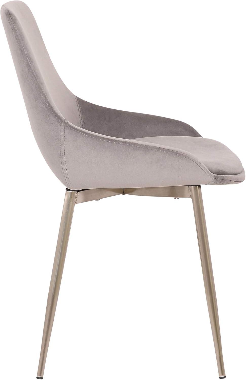 Heidi Gray Velvet Dining Accent Chair with Chrome Metal Legs