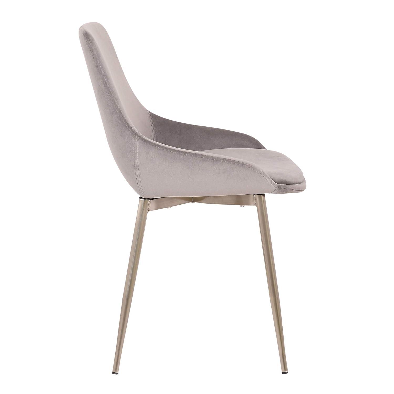 Heidi Velvet Dining Accent Chair Gray - Armen Living: Chrome Legs, Soft Polyester Upholstery, Modern Style