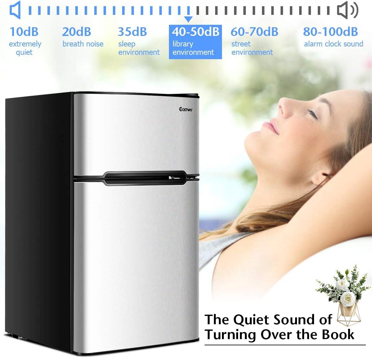 Costway Costway 3.2 Cubic Feet Portable Freestanding Mini Fridge with Freezer