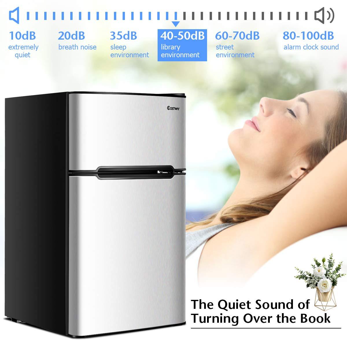 Costway Costway 3.2 Cubic Feet Portable Freestanding Mini Fridge with Freezer