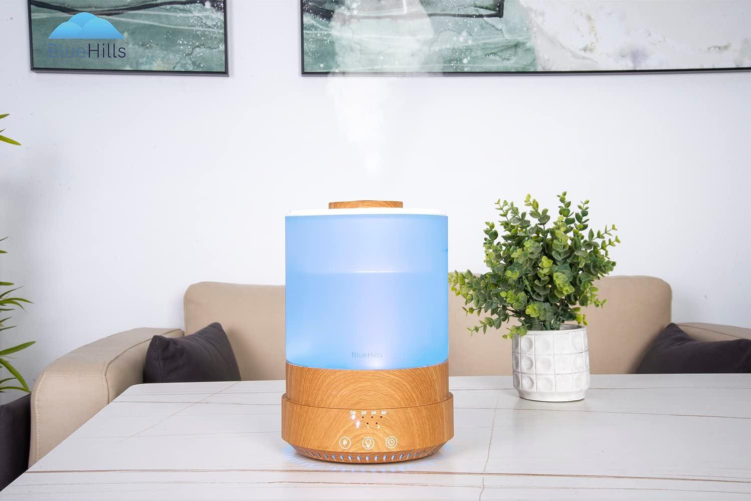 BlueHills Premium 2500 ml XL Essential Oil Diffusers for Large Room Aromatherapy fragrance Diffuser Humidifier Combo High Mist Large air Diffuser for Essential Oils for Home Light Wood Grain F005