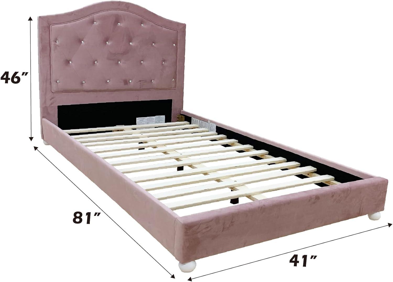 Acme Furniture Reggie Twin Bed in Pink Fabric