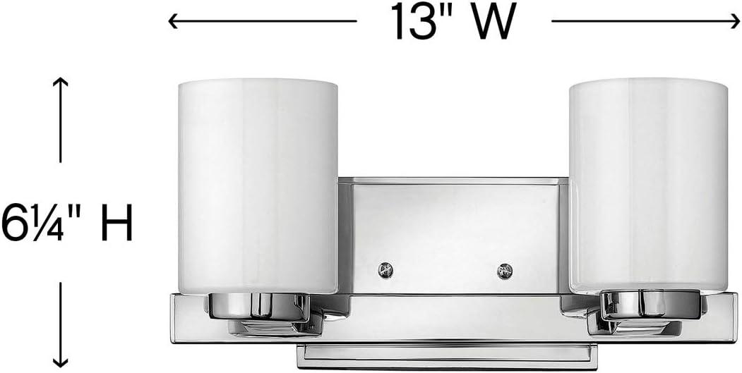 Chrome 2-Light Dimmable Bathroom Vanity Fixture with Opal Glass Shades