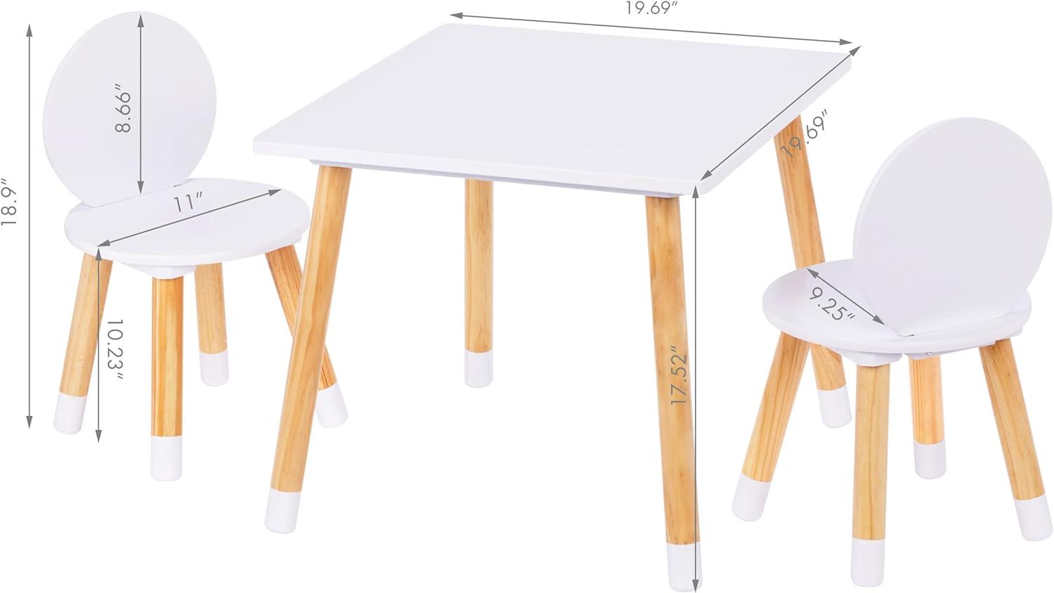 UTEX 2-in-1 Kids Table with 2 Chairs Set, White