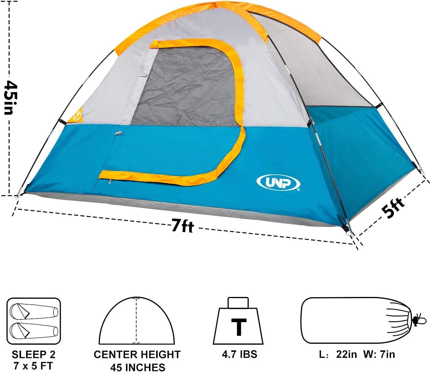 7 ft. x 5 ft. Ocean Blue 2-Person Waterproof Camping Tent with Rainfly