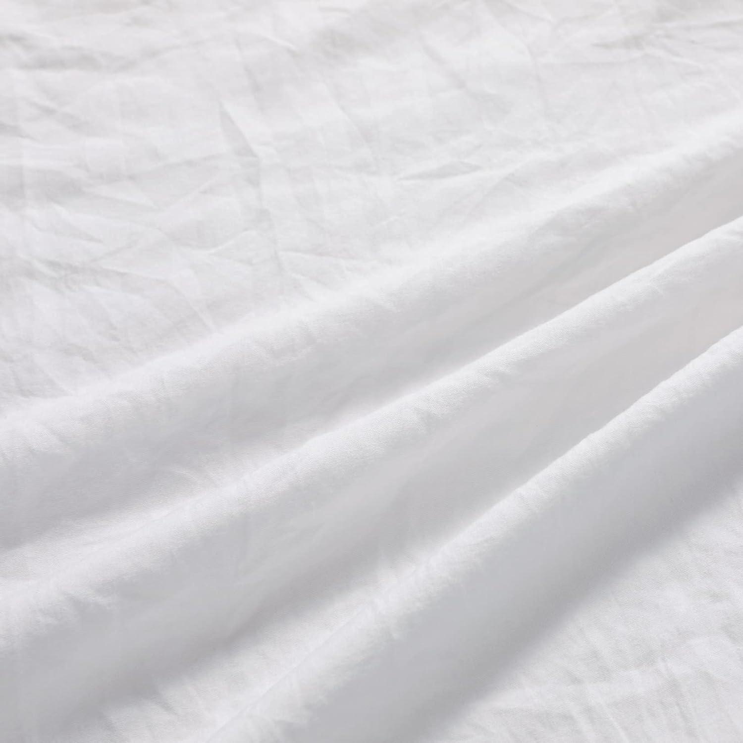 Haperlare 3Pcs Queen Size White Ruffle Duvet Cover Soft Washed Microfiber Vintage French Country Duvet Cover Set for Queen Bed, 90x90 in
