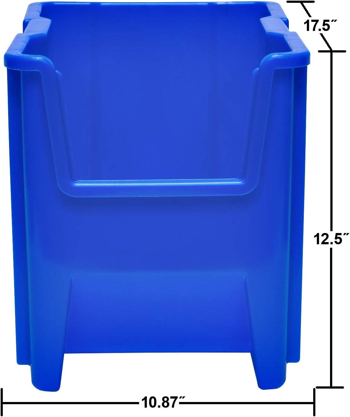 Blue Heavy Duty Stackable Plastic Storage Bin with Handle