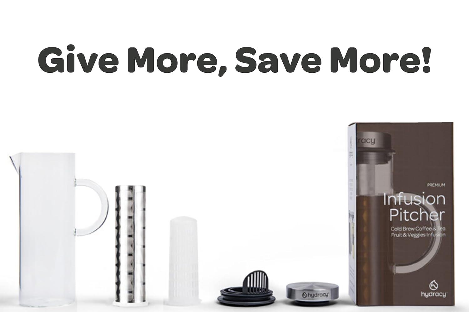 MODERN WALLS LLC B07WS8D4KF Cold Brew Coffee Maker - Large Glass Infusion Pitcher 1.6 Quarts 52Oz - Iced Coffee & Iced Tea Pitcher With Stainless Steel Lid & Fruit Infusion Tube - Perfect For Home Or Office