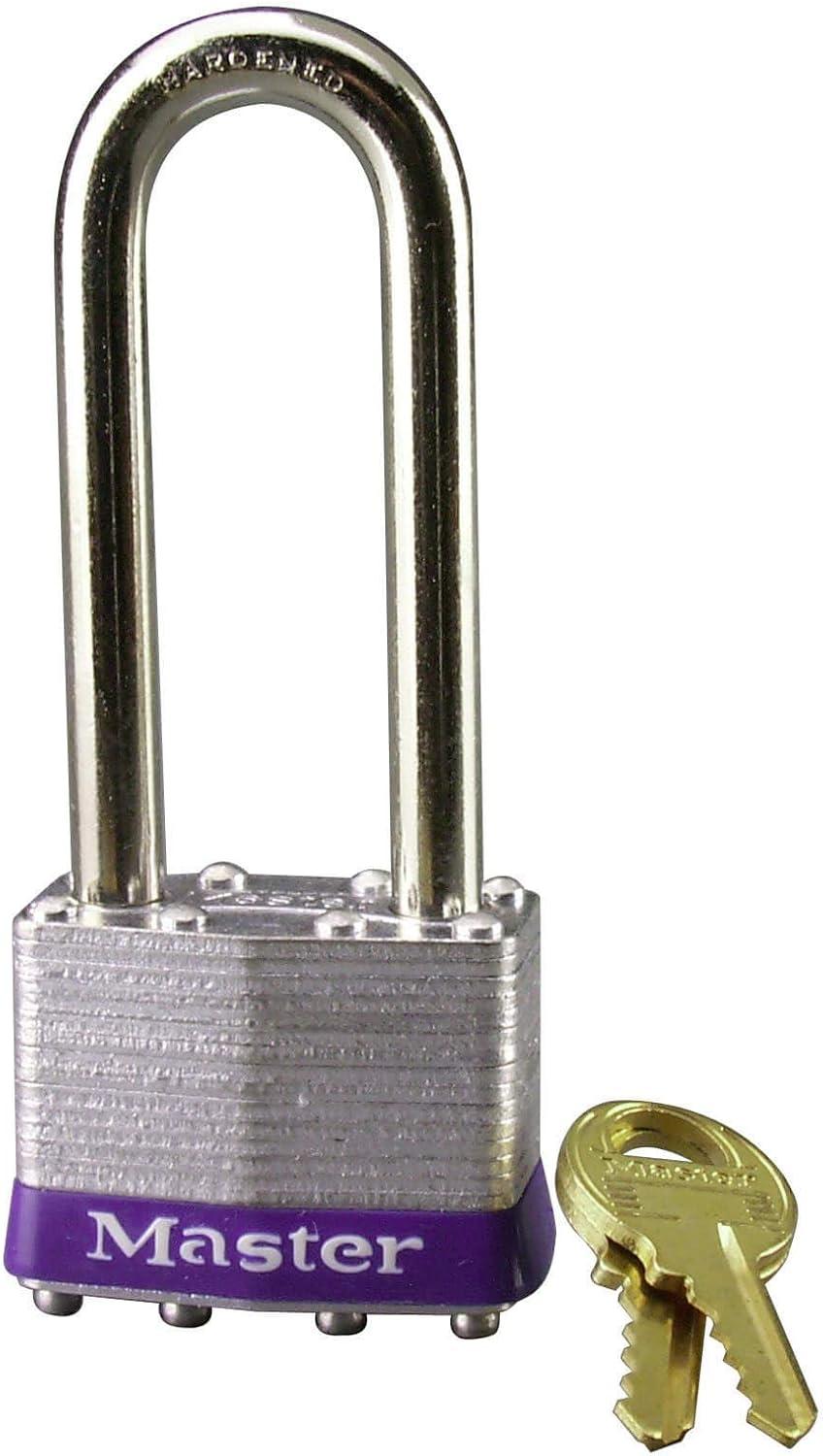 Silver Steel Outdoor Padlock with Key, 2-1/2" Shackle