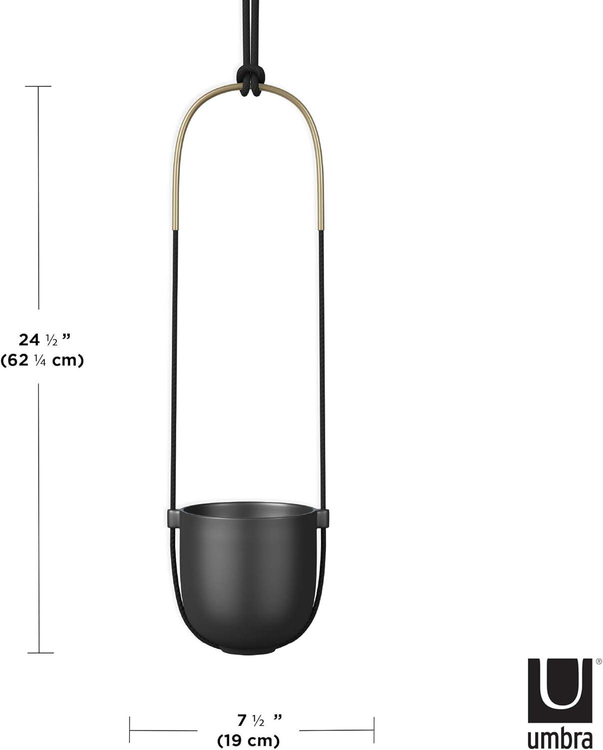 Bolo Soft Curve Black Ceramic Indoor/Outdoor Hanging Planter