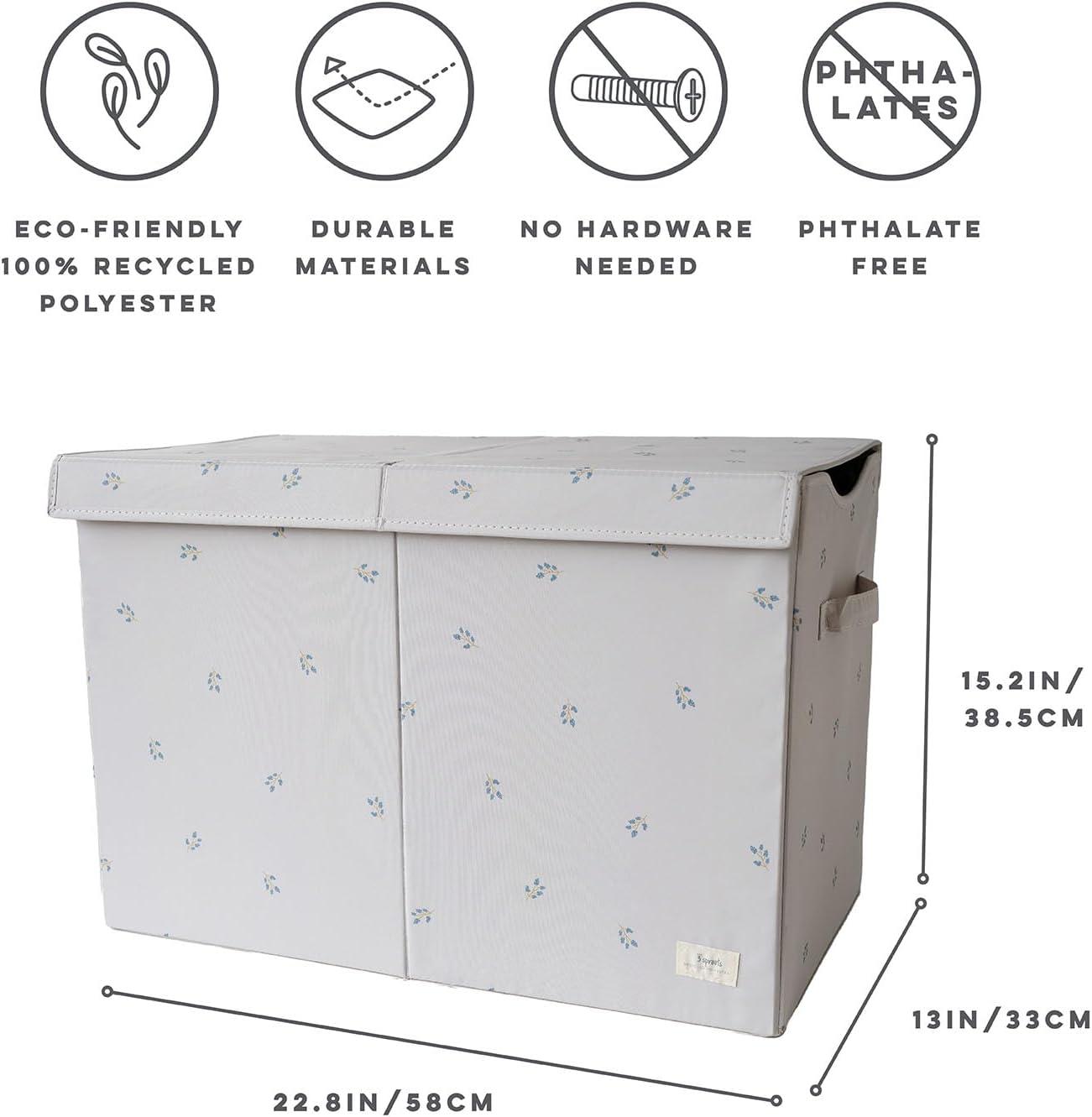 Blueberry Taupe Recycled Fabric Toy Storage Chest with Lid