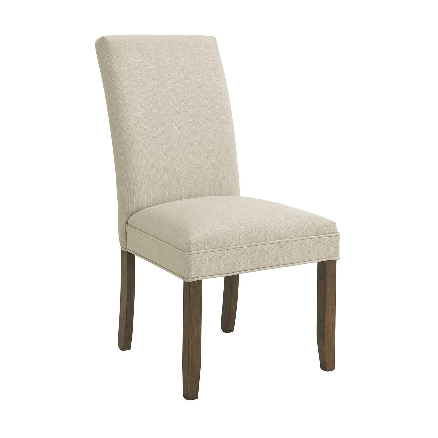 Alaterre Furniture Set of 2 Gwyn Parsons Upholstered Armless Chairs Cream: Modern Polyester Dining Seating