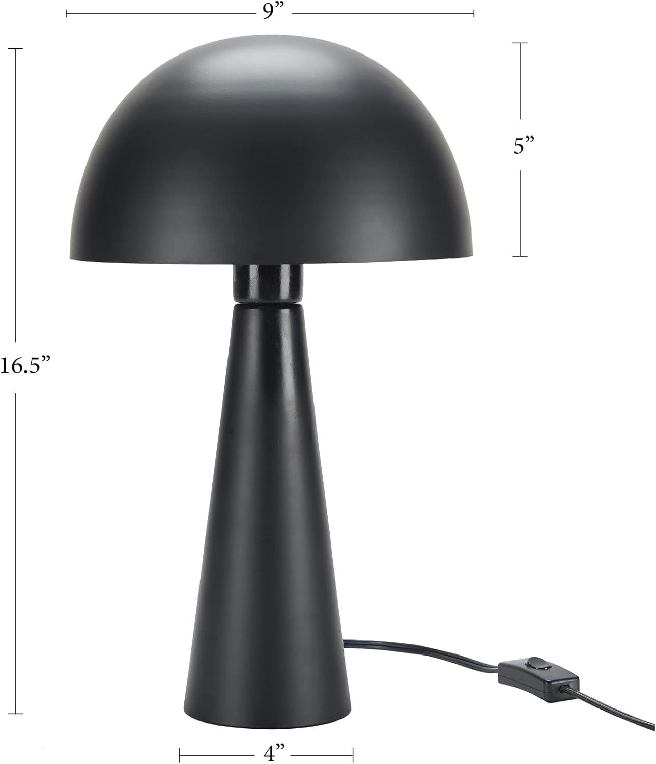 16" Modern Iron Mushroom Black Table Lamp - Nourison