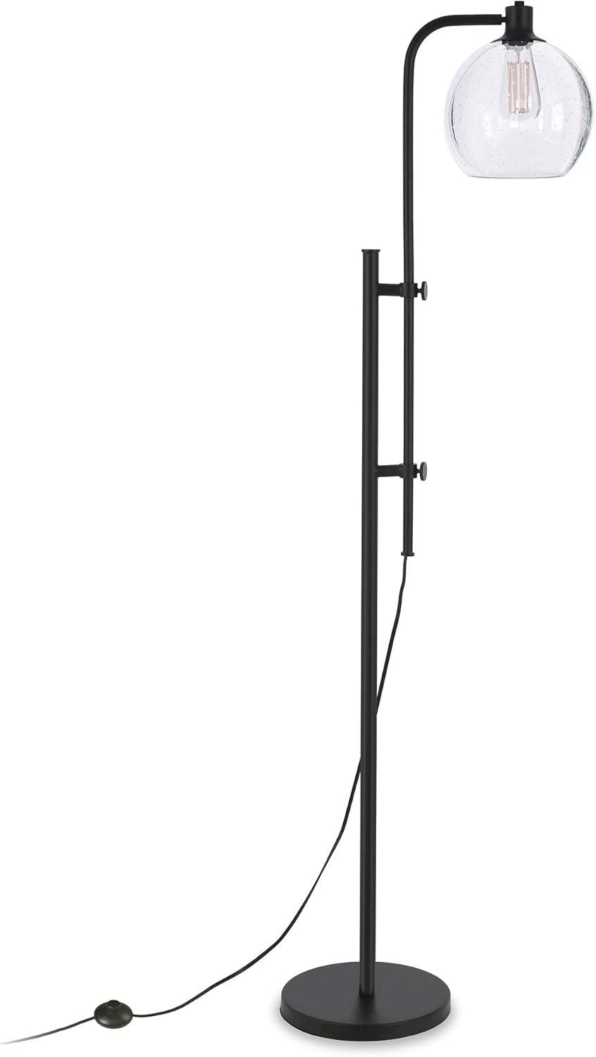 Hampton & Thyme Height-Adjustable Floor Lamp with Glass Shade