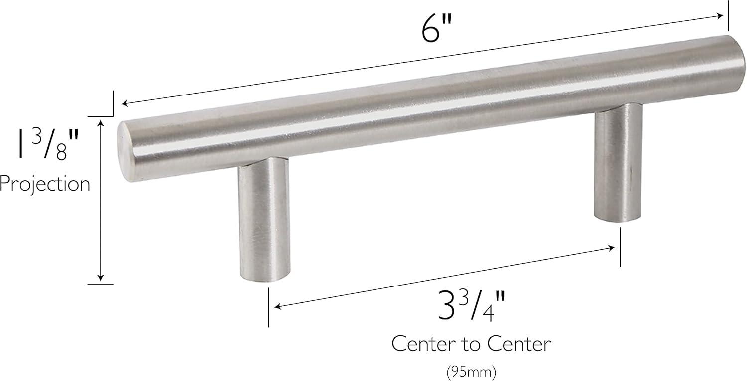 Brushed Nickel Steel Bar Drawer Pull with Mounting Hardware