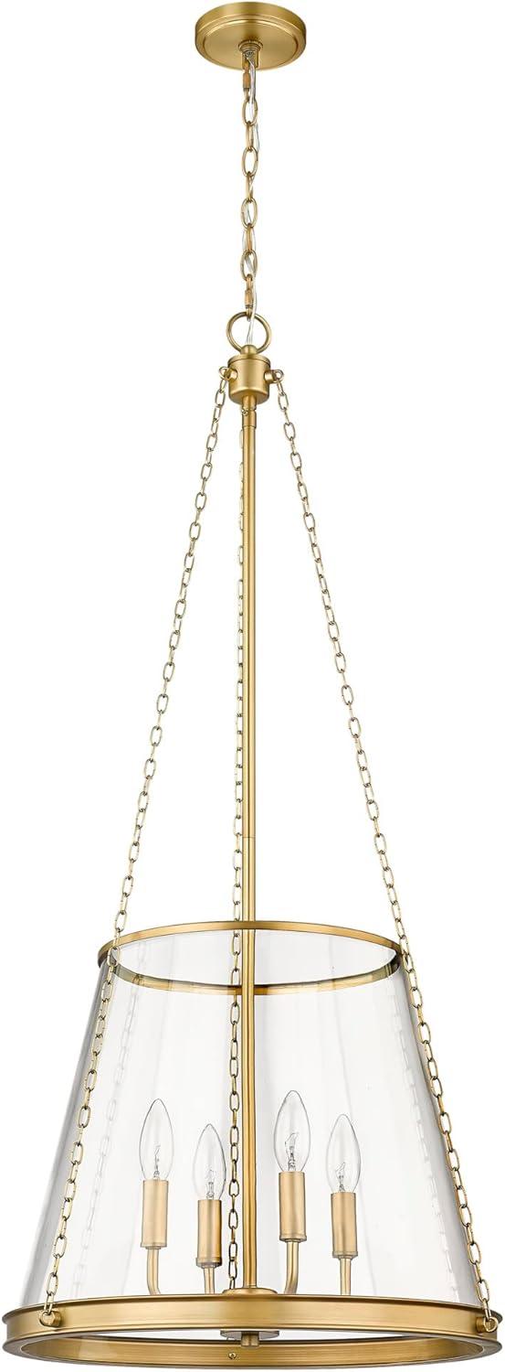 Prescott Rubbed Brass 18" Classic Pendant with Clear Glass Shade