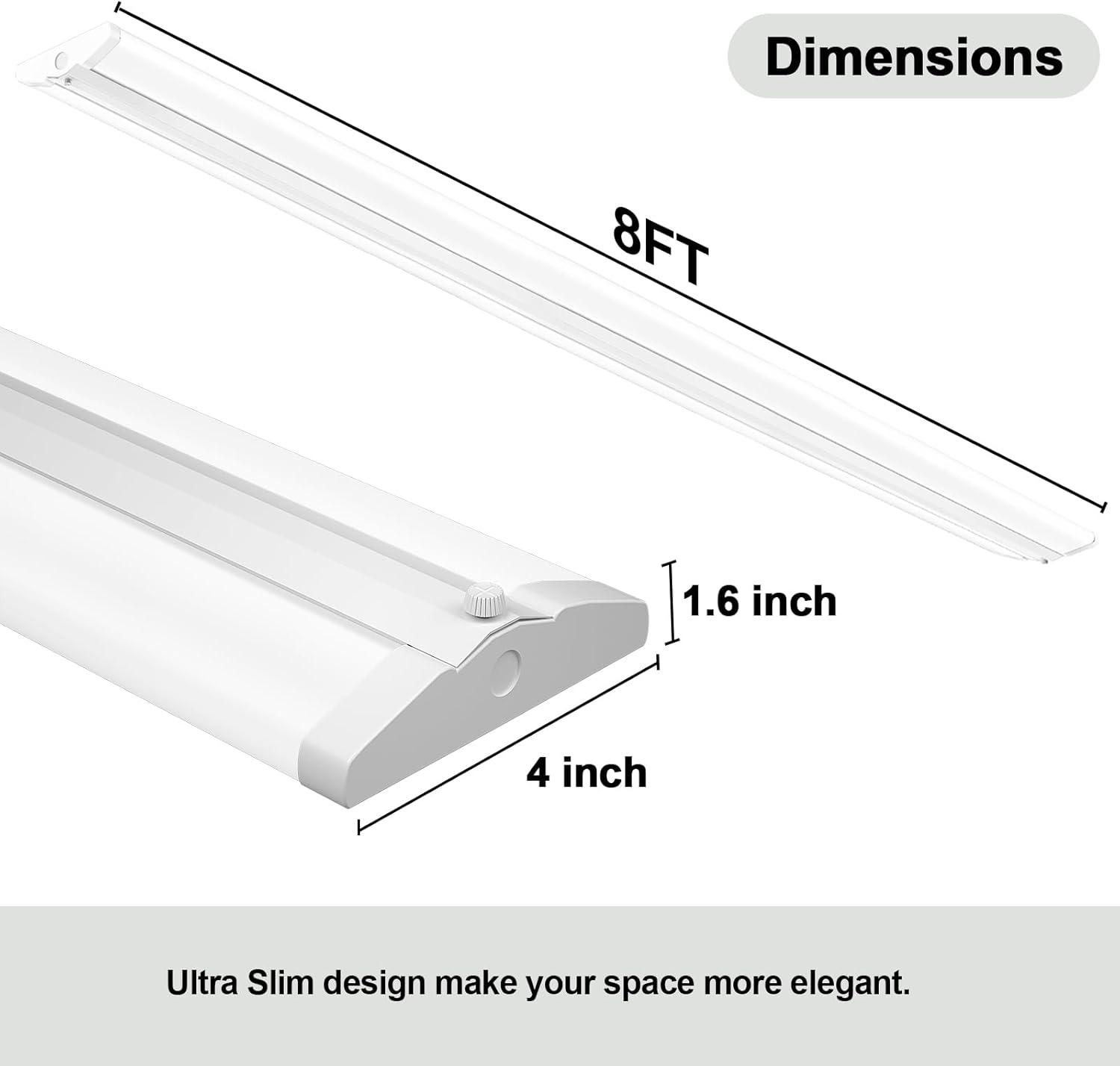 ANTLUX 110W 8FT LED Wraparound Ultra Slim Strip Lights, 12600LM, 5000K, 8 Foot LED Garage Shop Lights, Flush Mount Warehouse Office Ceiling Lighting Fixture, Fluorescent Tube Replacement, 2 Pack