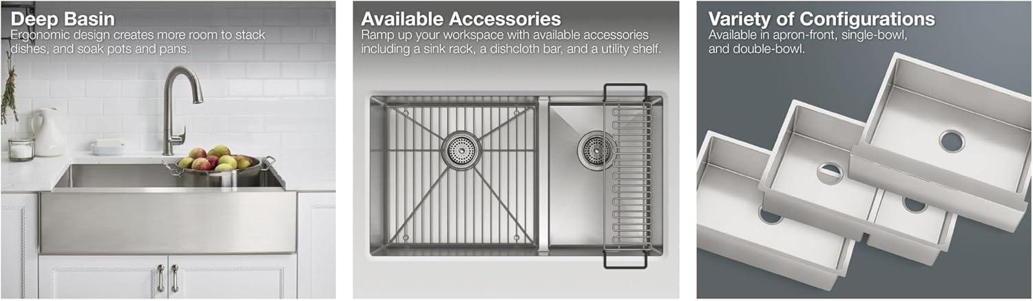 Strive 32" L x 18-1/4" W x 9-5/16" Under-Mount Double-Equal Kitchen Sink with Basin Rack