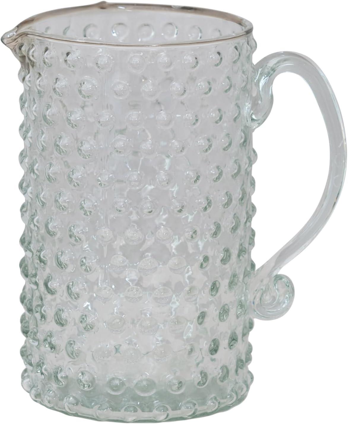 Creative Co-Op Hand Blown Glass Hobnail Pitcher, Clear