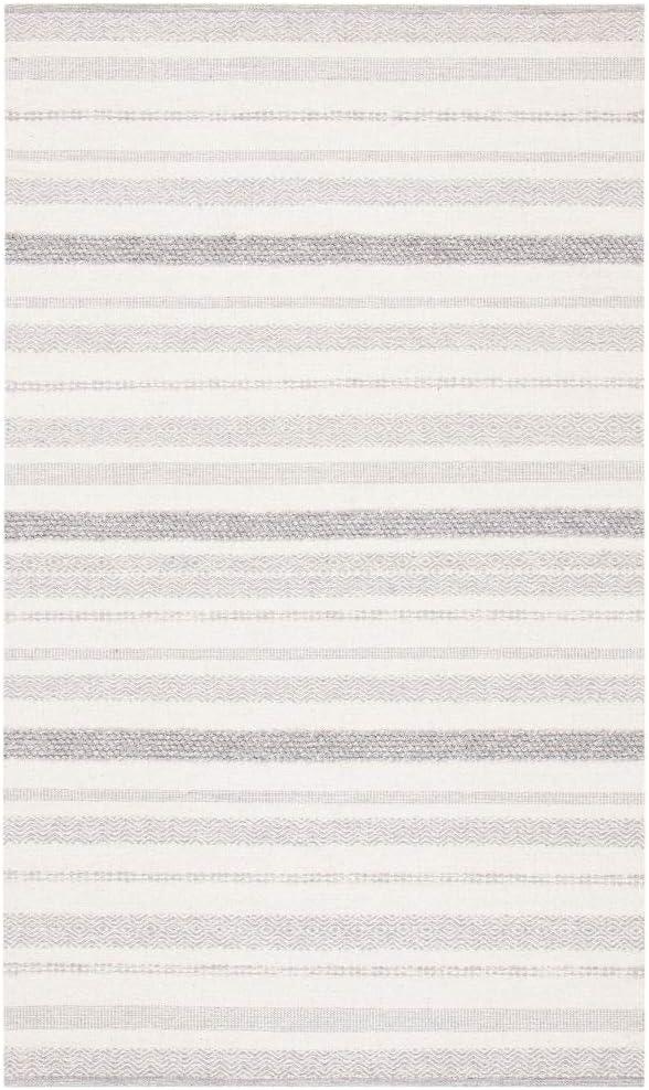 SAFAVIEH Striped Kilim Siofra Striped Cotton Area Rug, Ivory/Grey, 9' x 12'