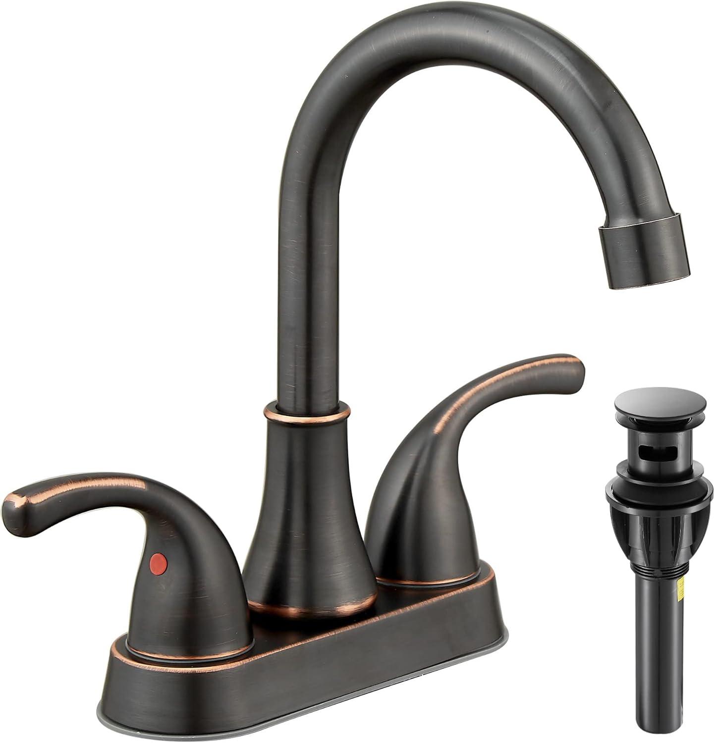 Centerset 2-handle Bathroom Faucet with Drain Assembly