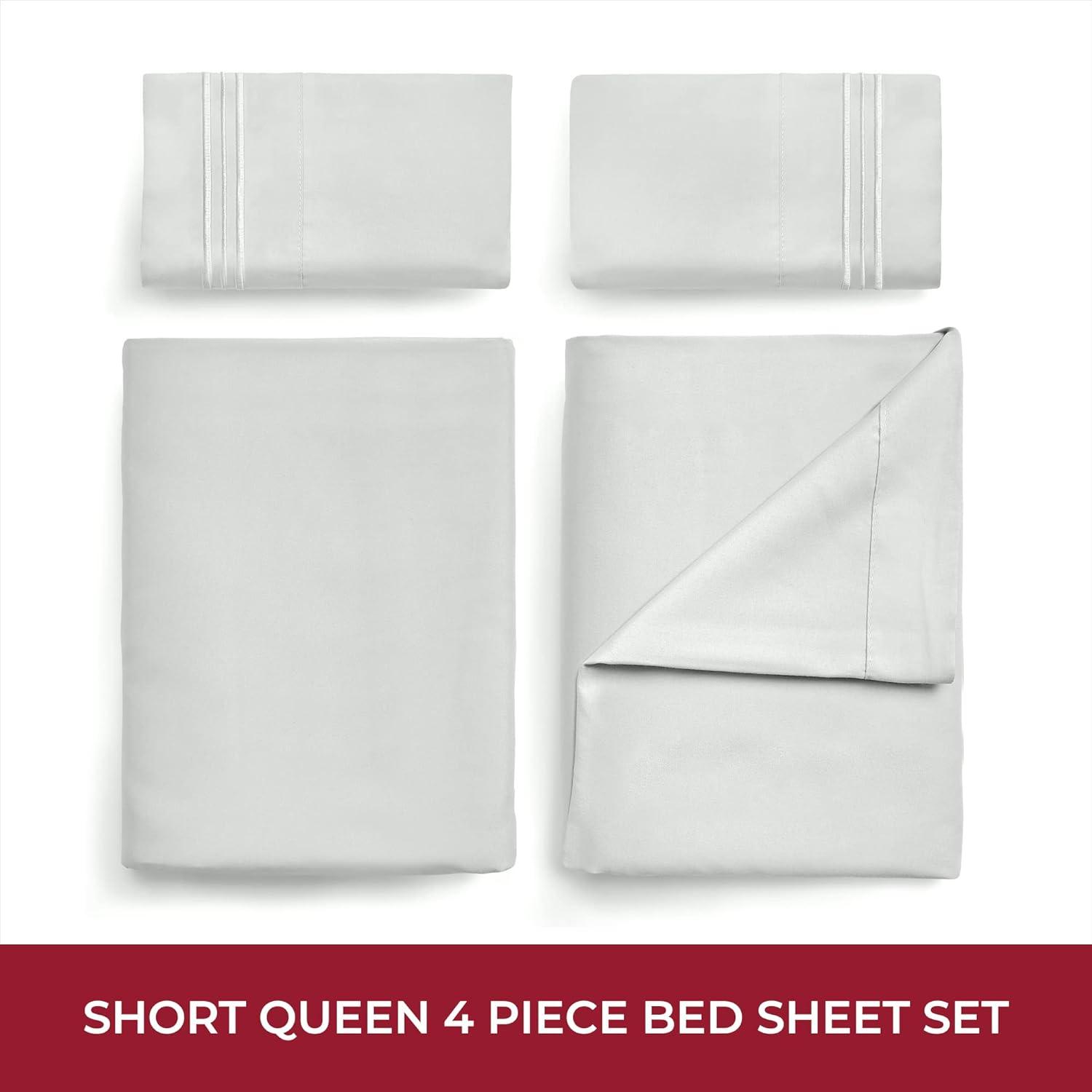 Mellanni RV Bedding Short Queen Camper Bunk Sheets, 10" Fitted Sheet, Short Queen, Light Gray