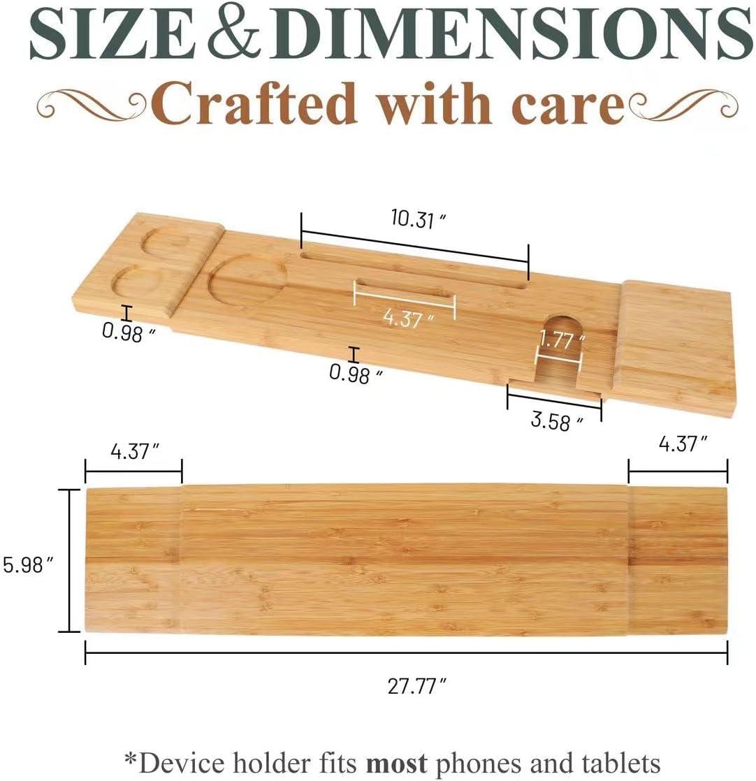 Latitude Run® Bath Tub Tray Wood, Bathtub Trays For Tub, Bath Caddy Tray For Wooden Bathtub Bath Tray For Tub, Bath Table Bath Board For Tub, Fits Most Bath Tubs, Idea