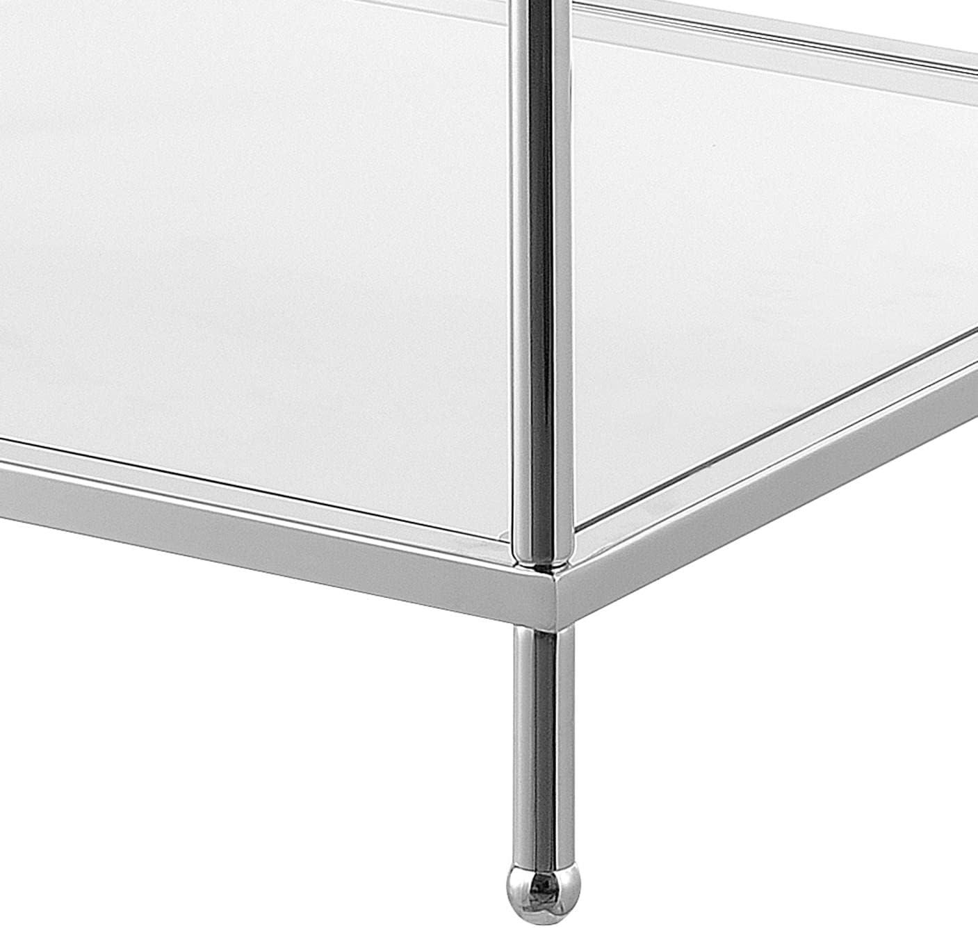 Elegant Chrome & Glass 3-Tier L-Shaped End Table