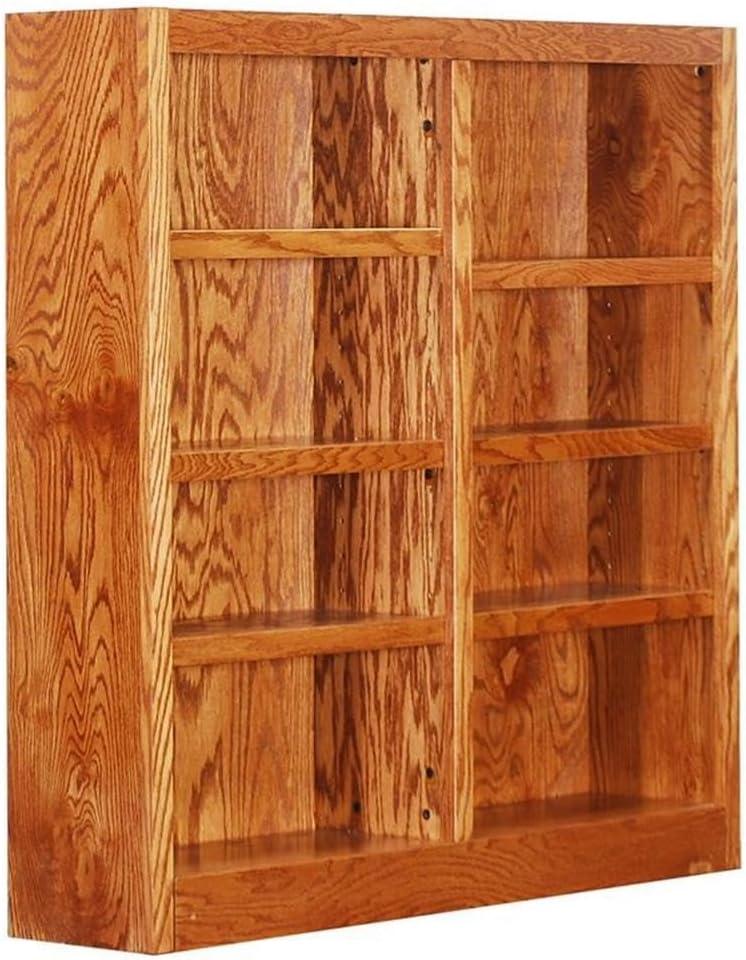 Concepts in Wood 8 Shelf Double Wide Wood Bookcase, 48 inch Tall - Oak Finish