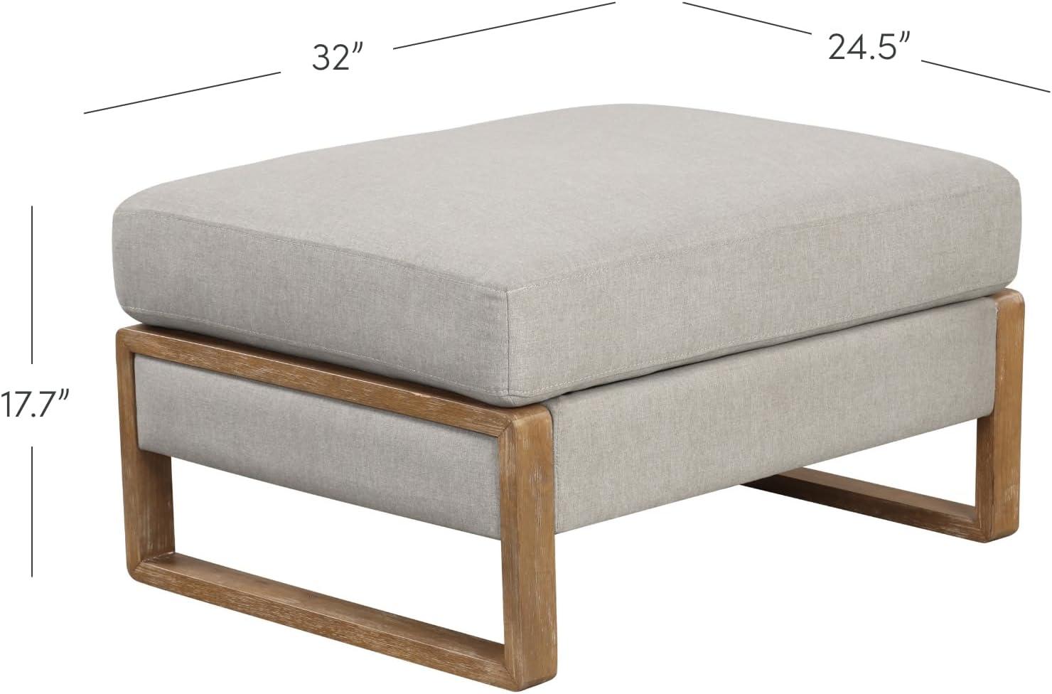 Nathan James Madison Ottoman with Hidden Storage: Modern Elegance, Rubberwood Legs, Linen Upholstery