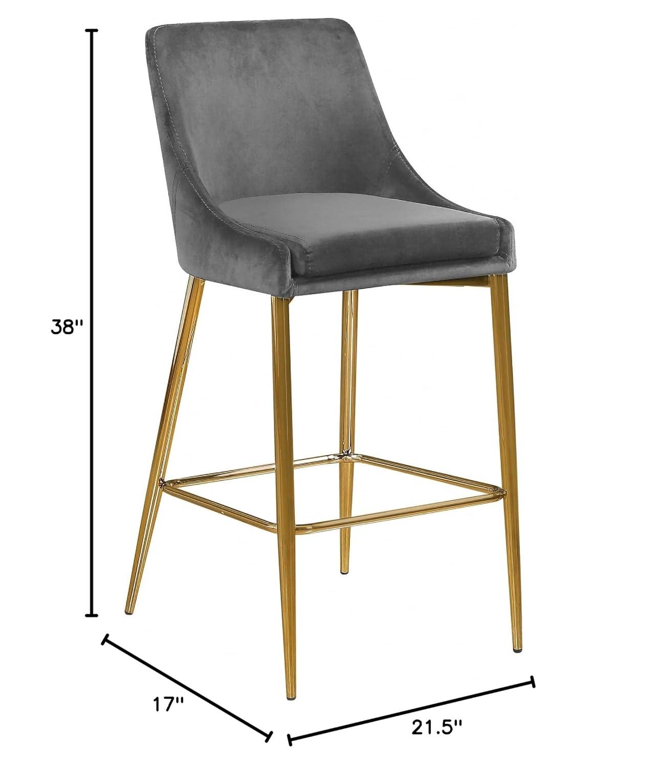 Meridian Furniture,Karina Grey Velvet Stool, Set of 2