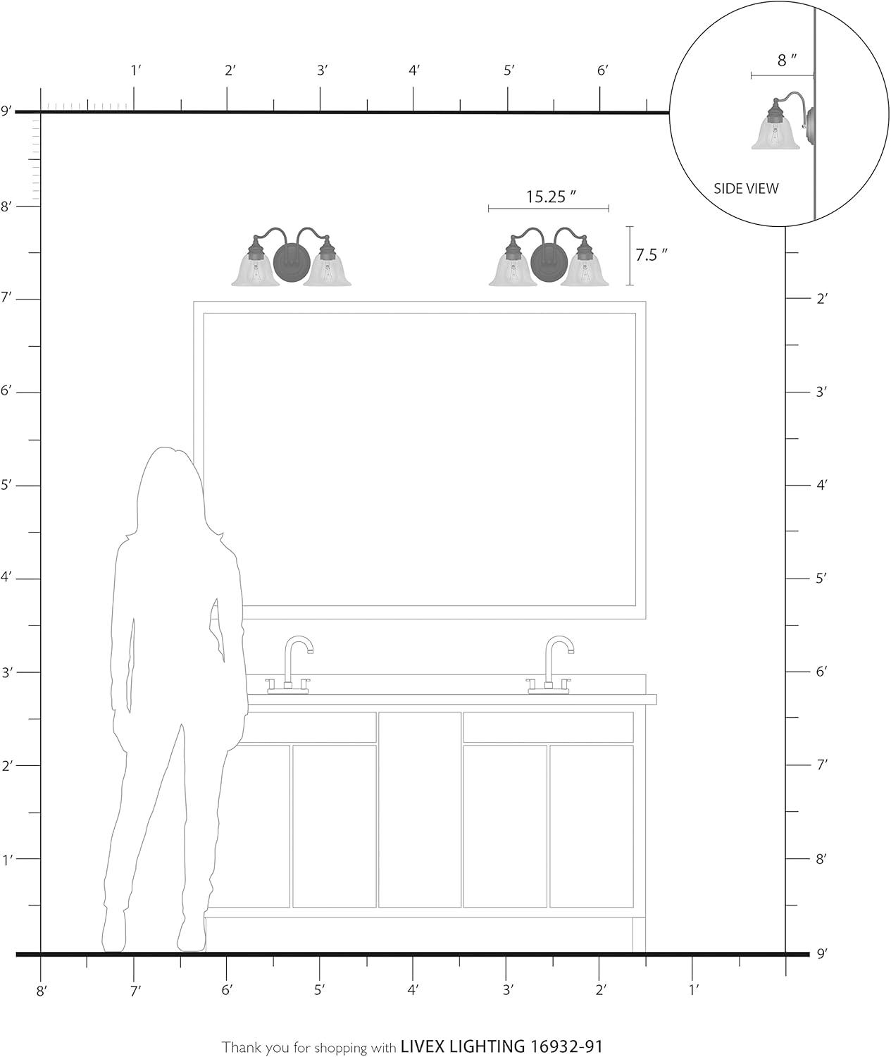 Livex Lighting Moreland 2 - Light Vanity in  Brushed Nickel