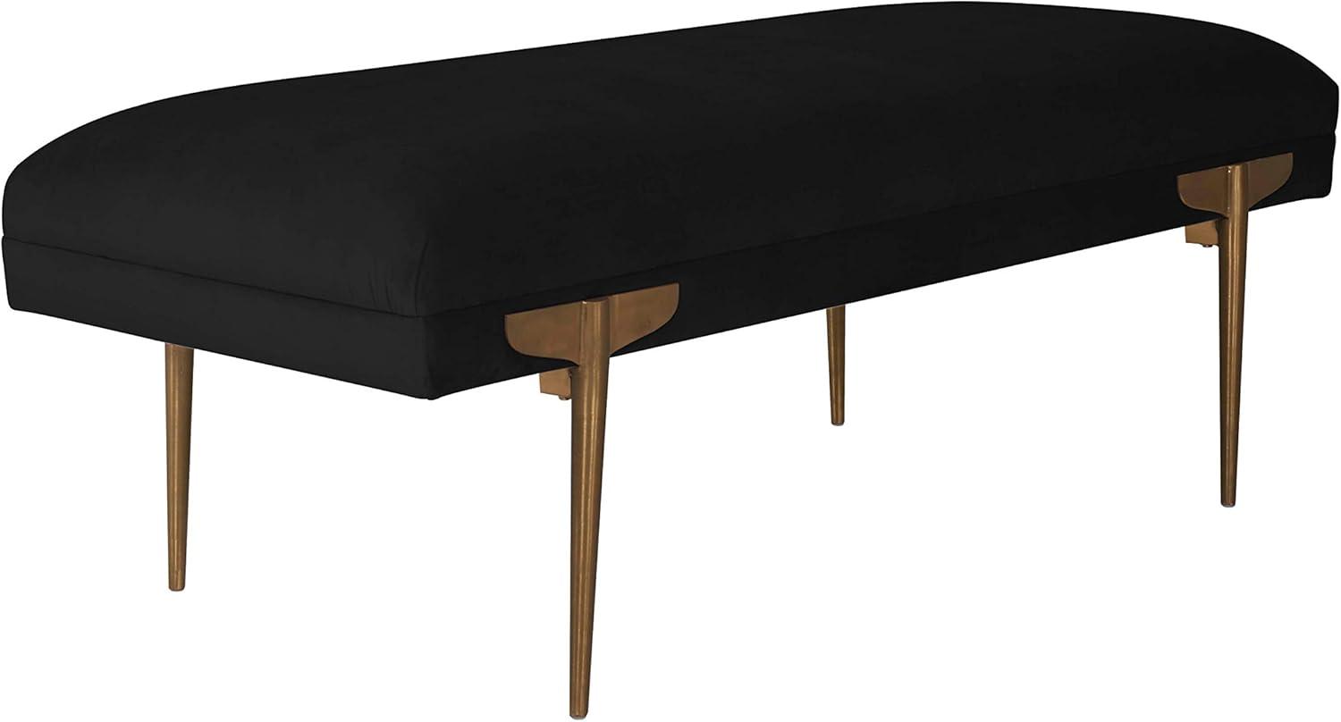 Elegant Brno Black Velvet Bench with Gold Stainless Steel Legs