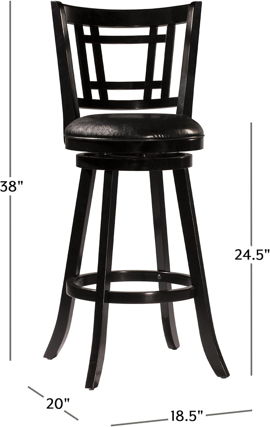 Fairfox 37.75'' Black Wood and Leather Swivel Counter Stool