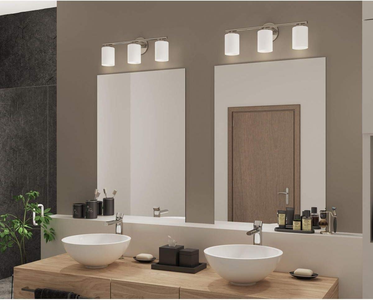 Progress Lighting Replay Collection 3-Light Bath Vanity, Polished Nickel, Shade Included
