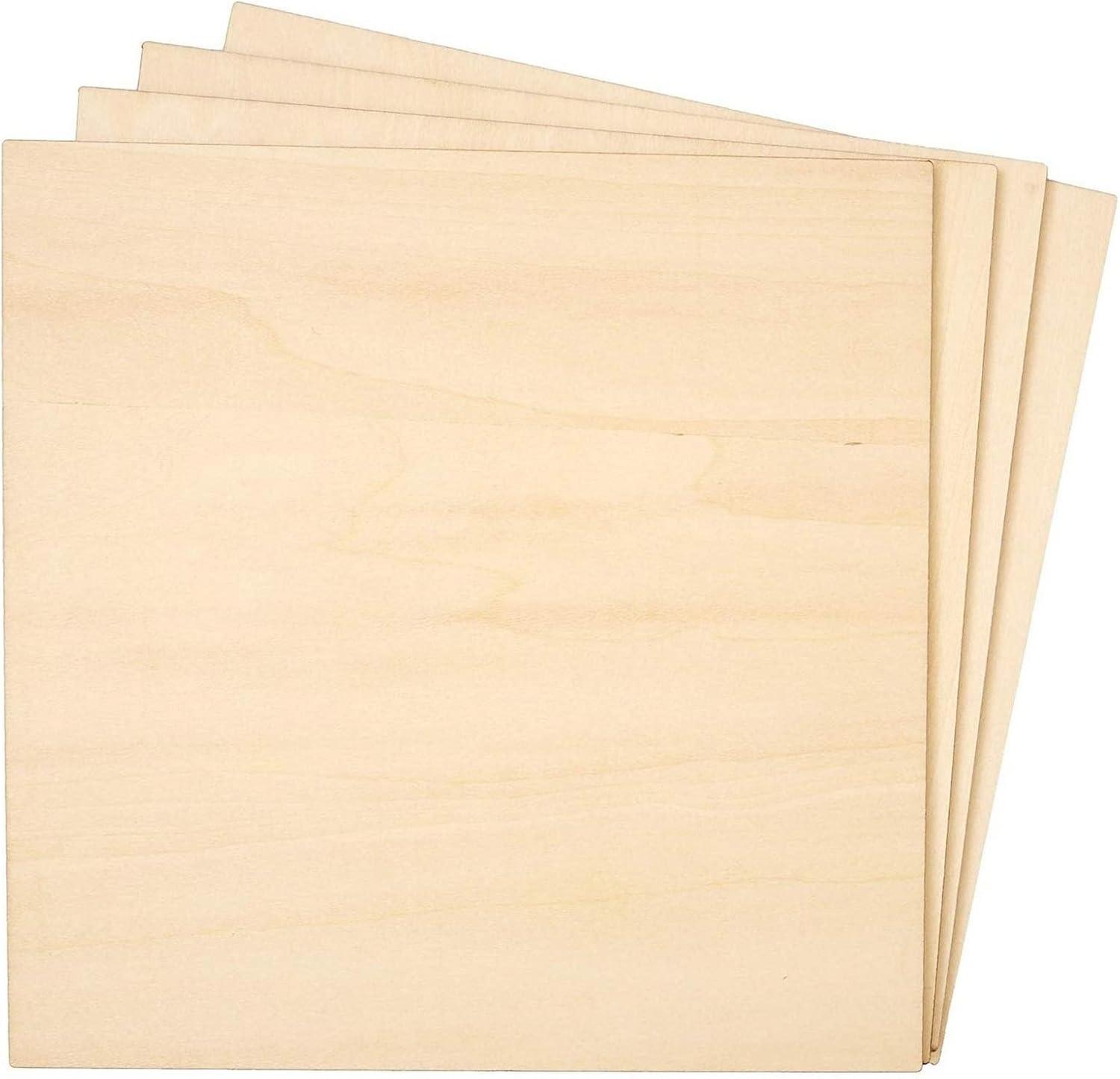 Bright Creations 8 Pack Thin 8x8 Wood Squares for DIY Crafts, Unfinished 1/5 Inch Basswood Plywood for Laser Cutting, Wood Burning