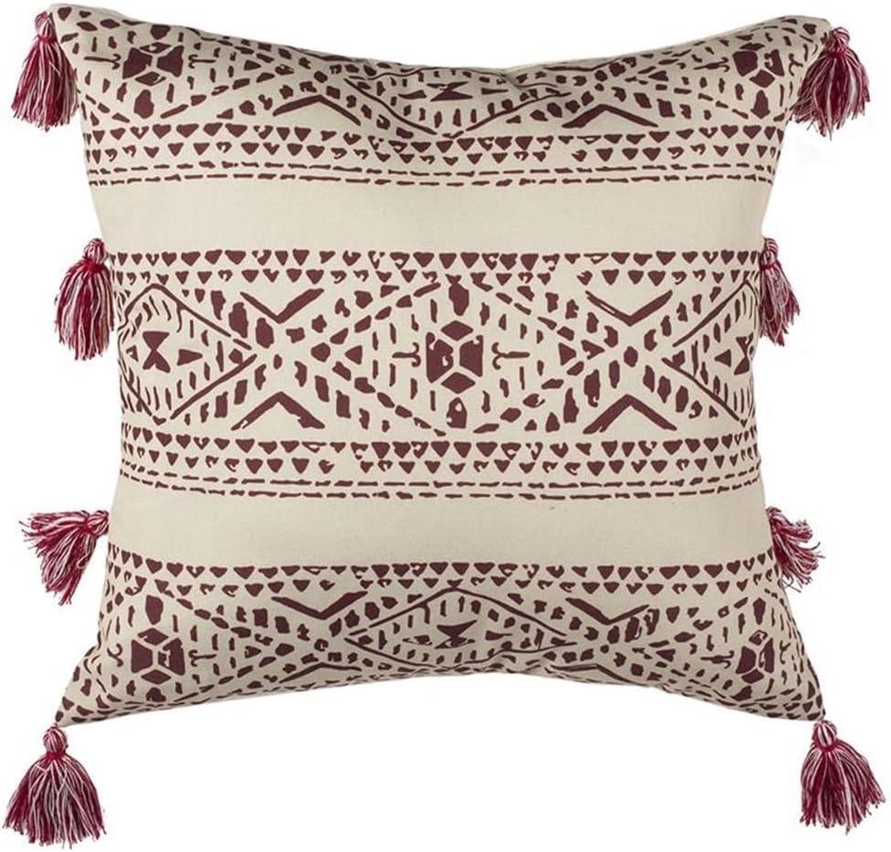 Landria Pillow - Beige/Red - 16"X16" - Safavieh