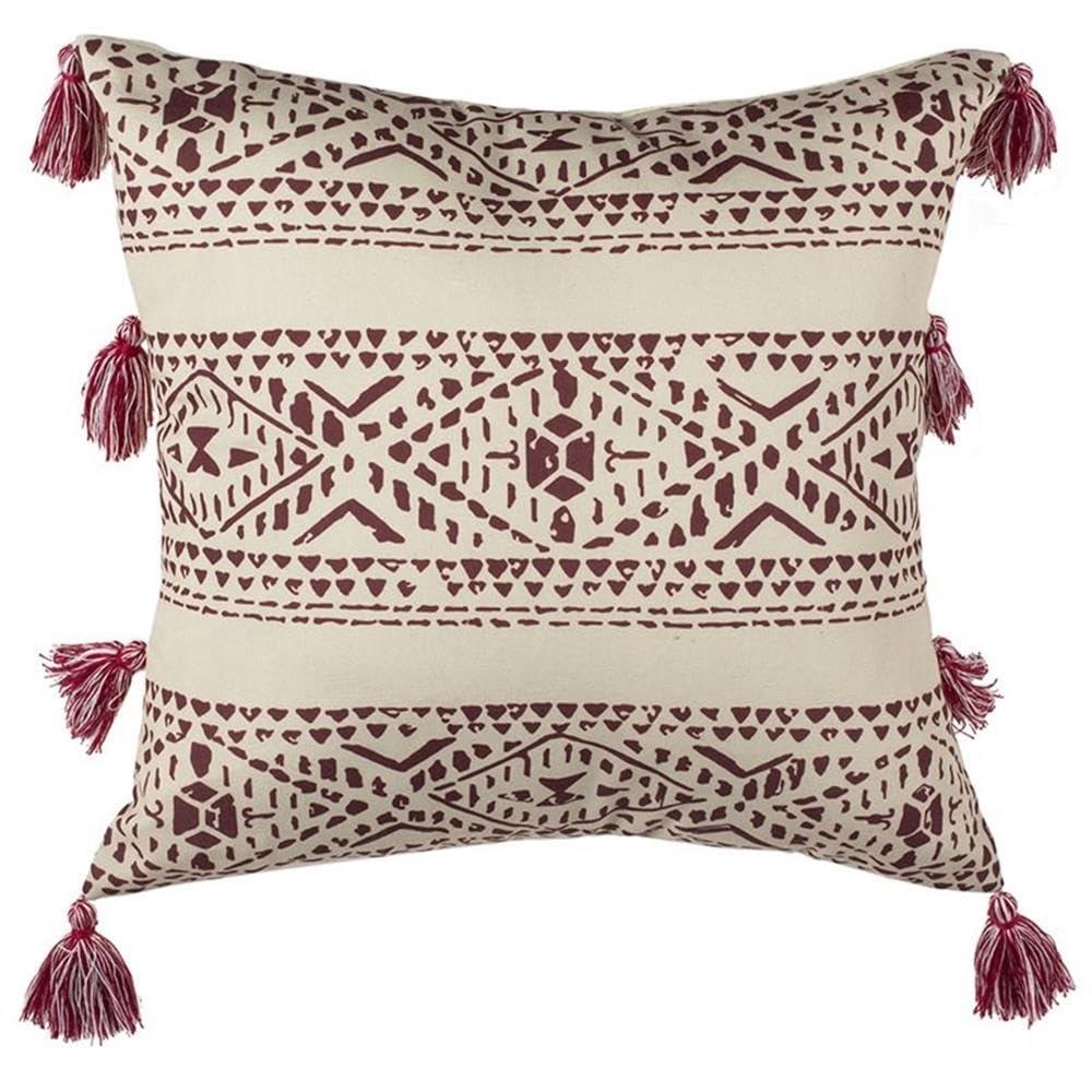 Landria Pillow - Beige/Red - 16"X16" - Safavieh