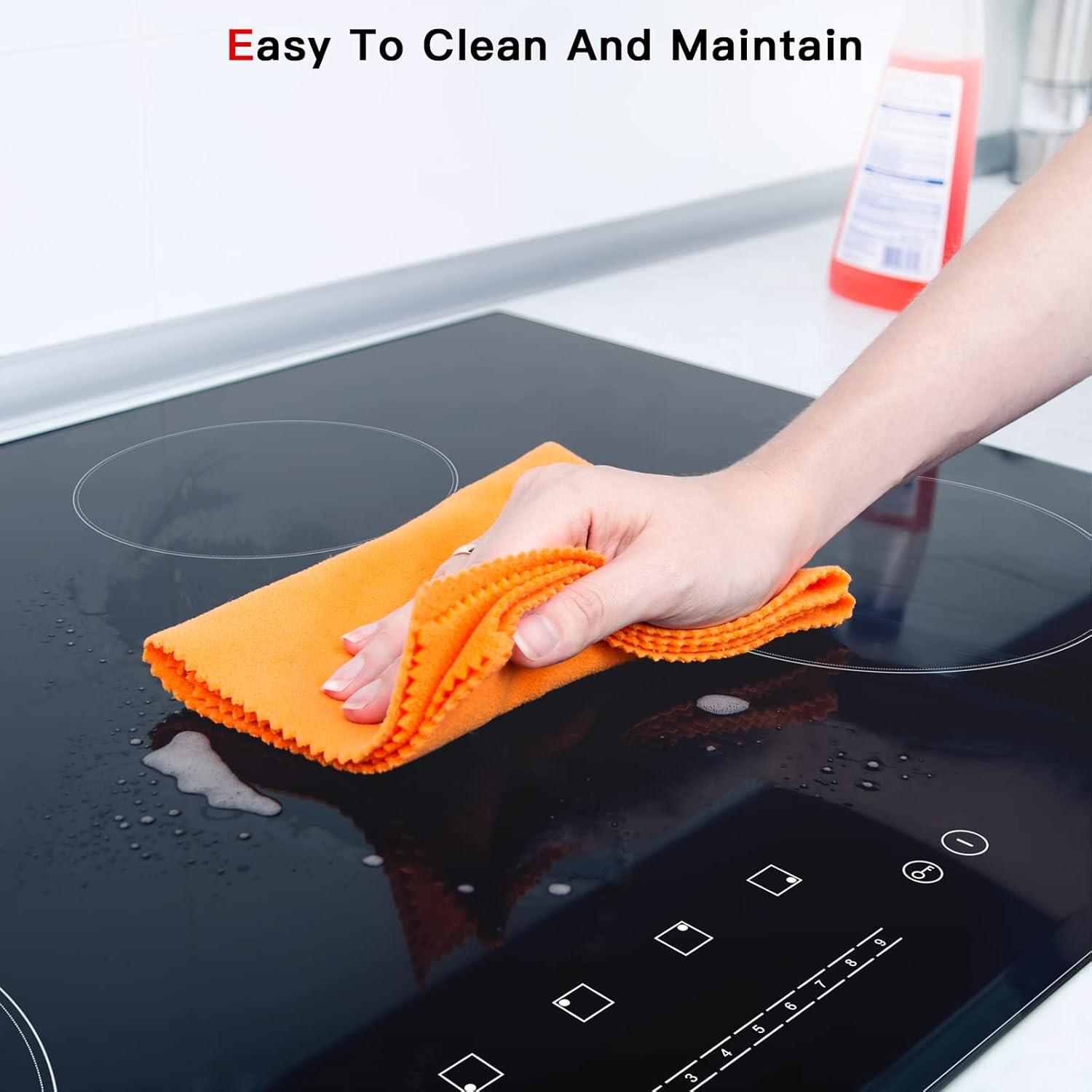 IsEasy 4 Burner Electric Cooktop 30 Inch Built-In Ceramic Cooktop Top, Electric Radiant Cooktop with Pause Function, Electric Stove Top, 220-240V 7200W, 9 Power Levels, Flexible Heating Zones