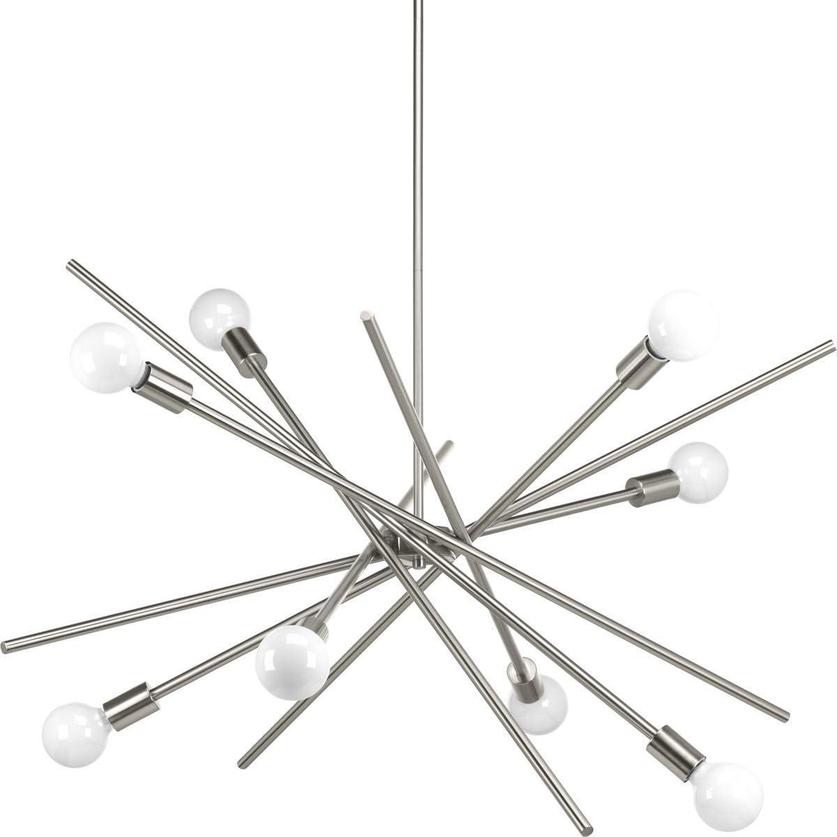 Progress Lighting Astra 8-Light Chandelier, Brushed Nickel, Steel, Modern, No Shade