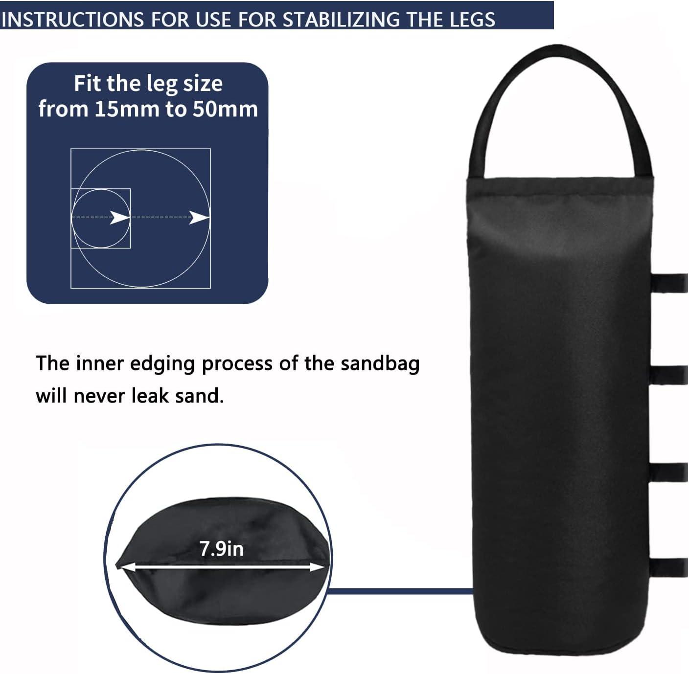 Black Polyester Canopy Weight Bags with Velcro Straps