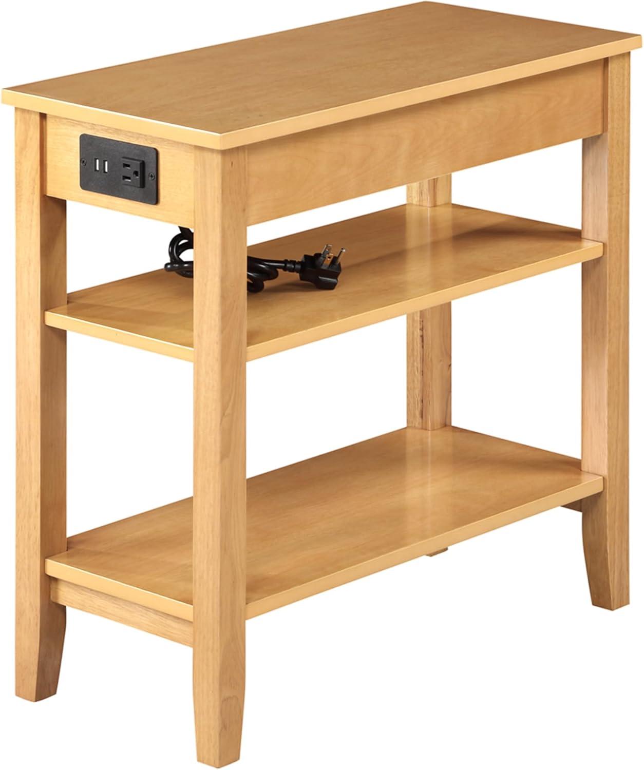 Convenience Concepts American Heritage End Table/Charging Station, Natural